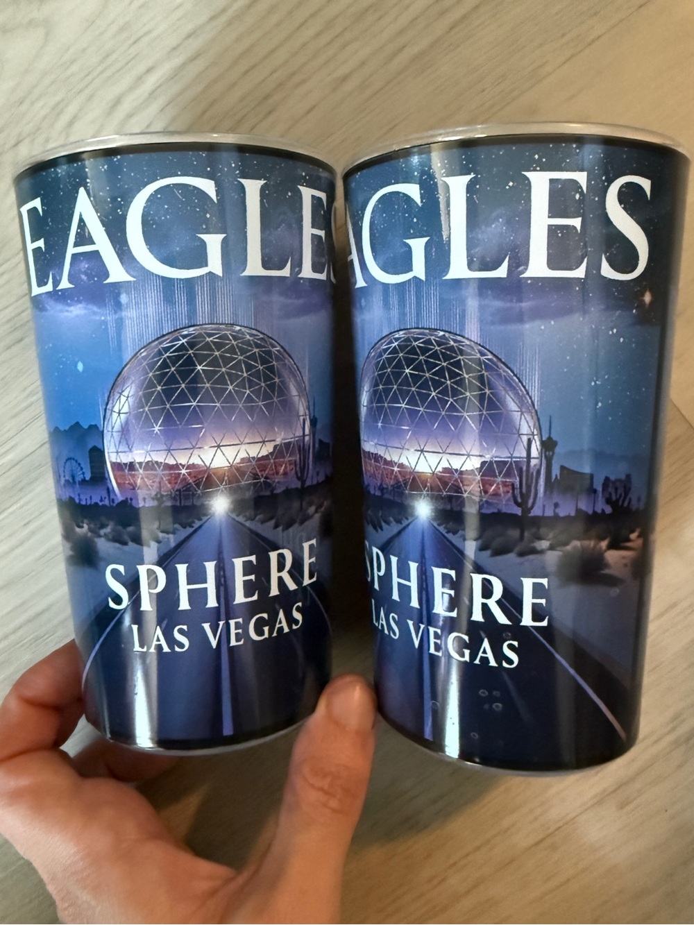 Set Of 2 Eagles Sphere Las Vegas Commemorative 16oz Size Plastic Cups